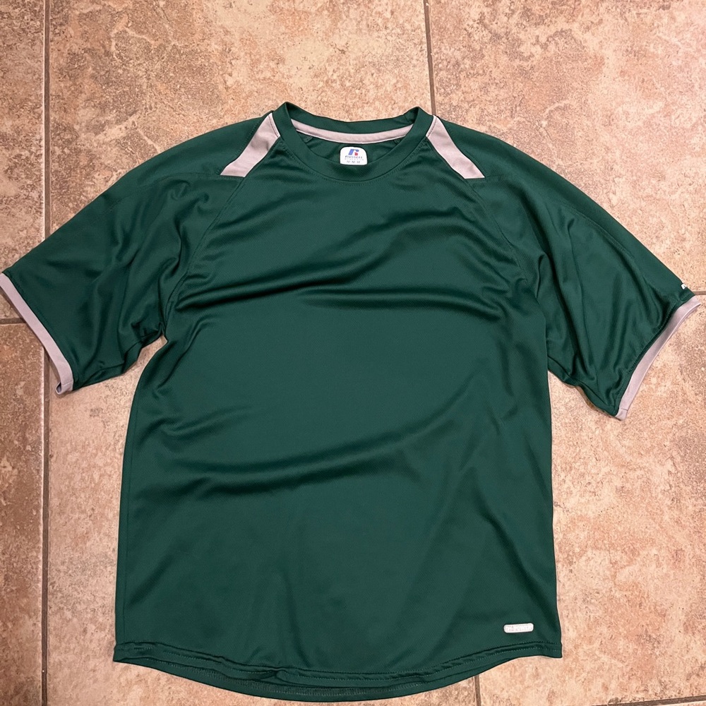 Russell Athletic Forest Green and Light Gray Tee